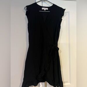 LOFT Black Mini Wrap Dress